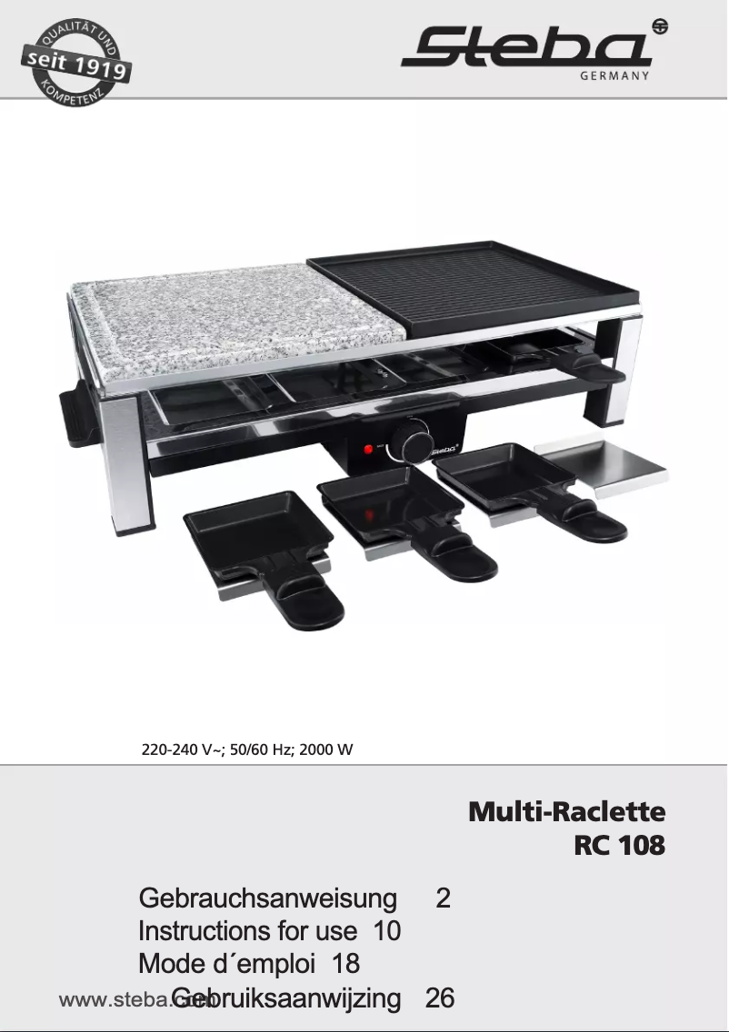 Page 1 de la notice Manuel utilisateur Steba RC 108