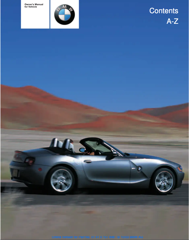 Image de la première page du manuel de l'appareil Z4 Roadster 3.0i (2004)