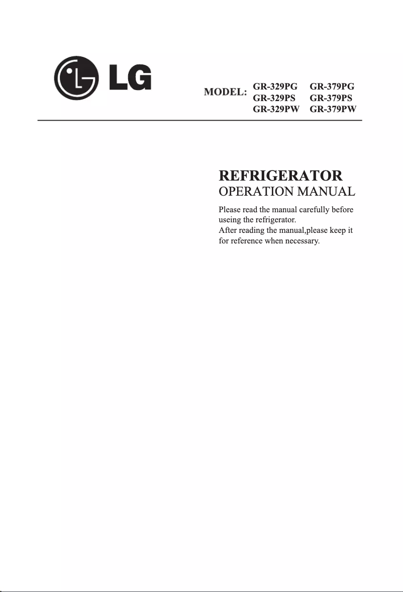 Page 1 de la notice Manuel utilisateur LG GR-329PW