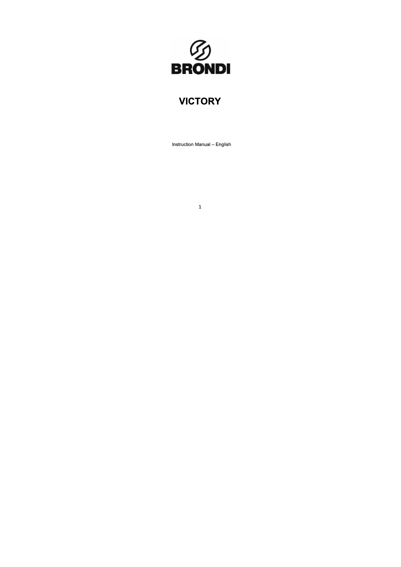 Page n°1 - Manuel utilisateur Brondi Victory