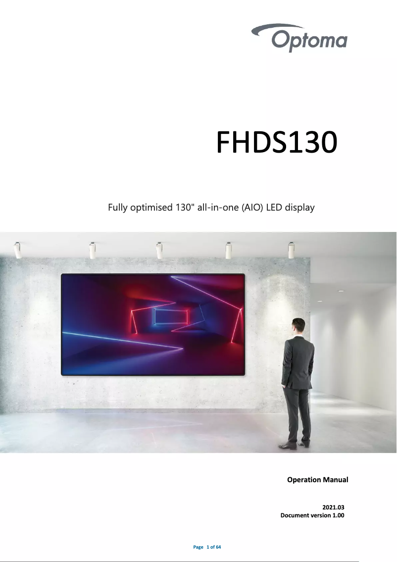 Page 1 de la notice Manuel utilisateur Optoma FHDQ163