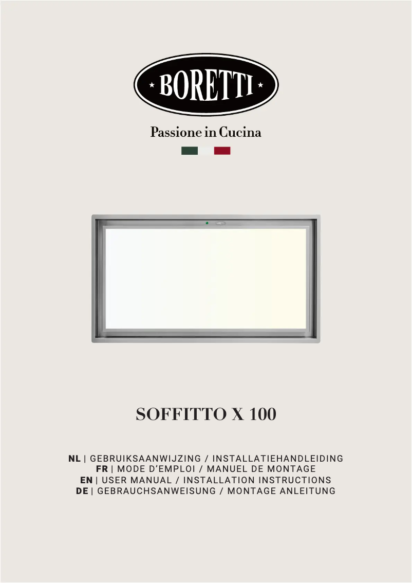 Image de la première page du manuel de l'appareil Milano SOFFITTOX100