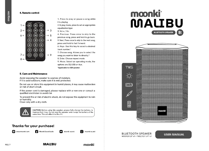 Page n°1 - Manuel utilisateur Moonki Malibu