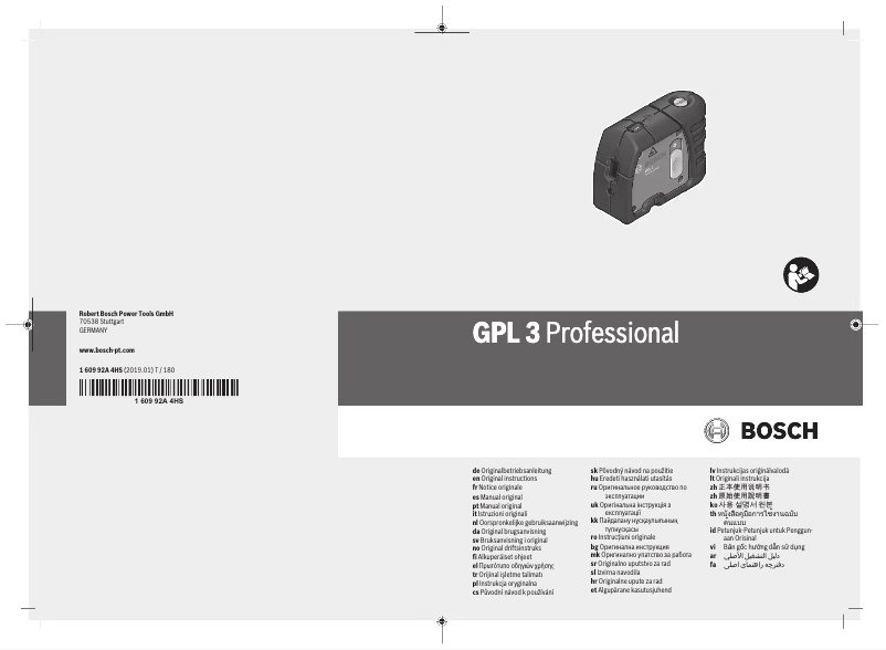 Page n°1 - Manuel utilisateur Bosch GPL 3 Professional