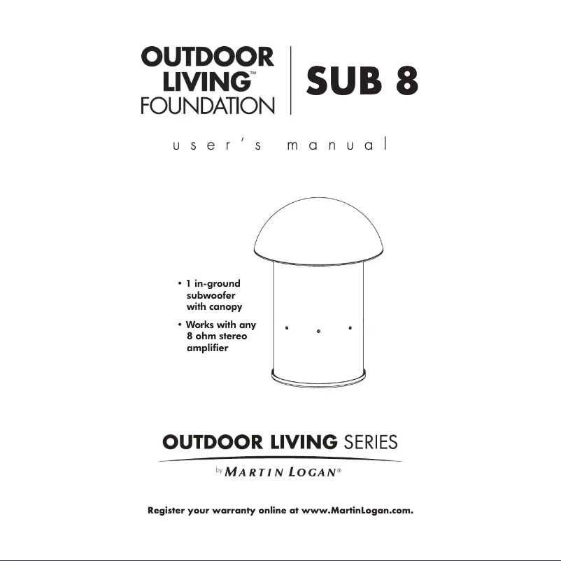 Image de la première page du manuel de l'appareil Outdoor Living Foundation Sub 8
