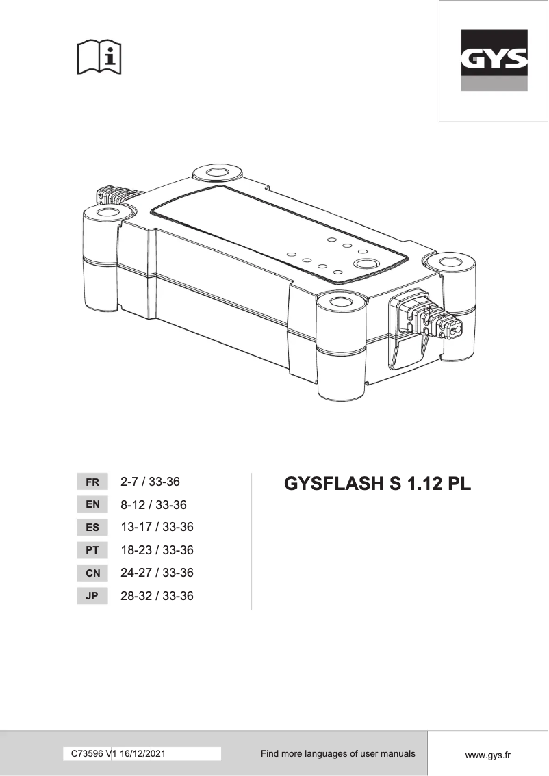 Image de la première page du manuel de l'appareil Gysflash S 1.12 PL