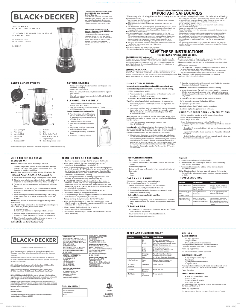 Page n°1 - Manuel utilisateur Black & Decker BL1400DG-P
