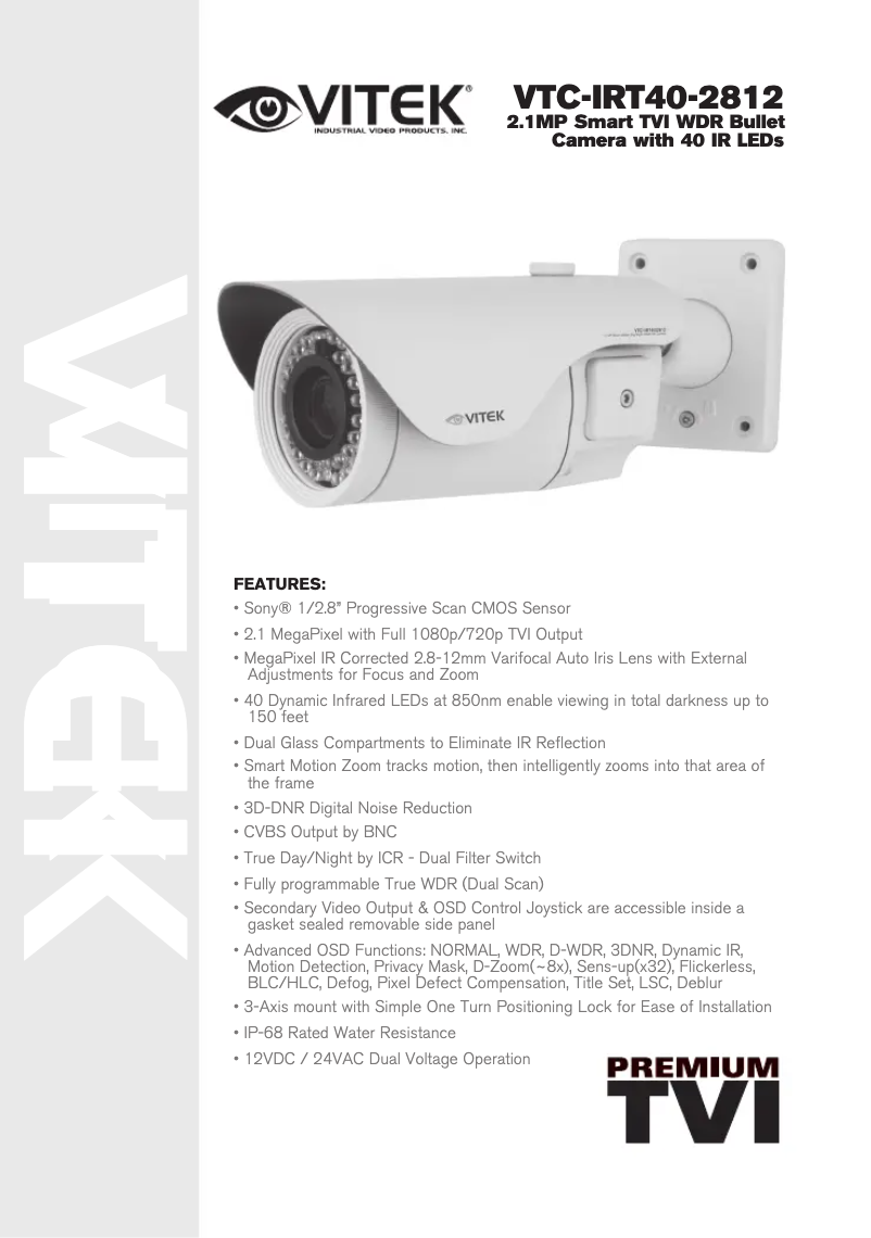 Page 1 de la notice Manuel utilisateur Vitek VTC-IRT40