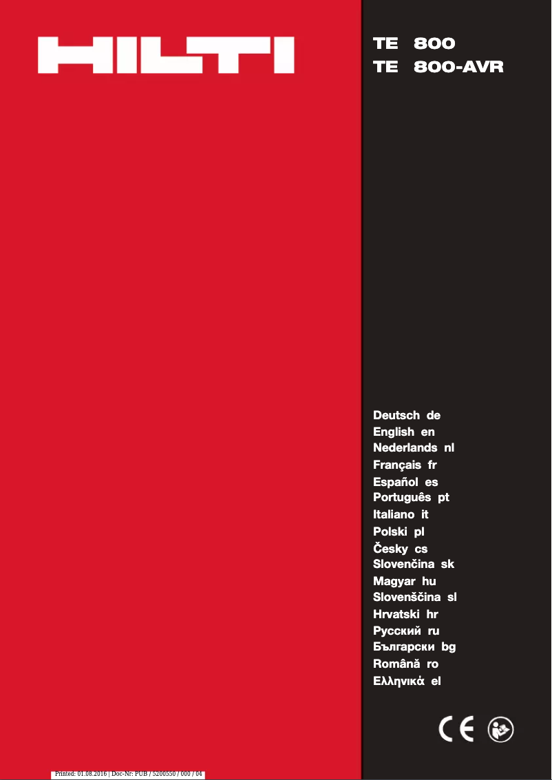 Página 1 del manual Manual de usuario Hilti TE 800