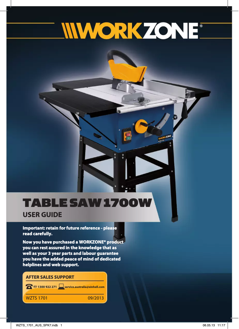 Image de la première page du manuel de l'appareil WZTS 1701