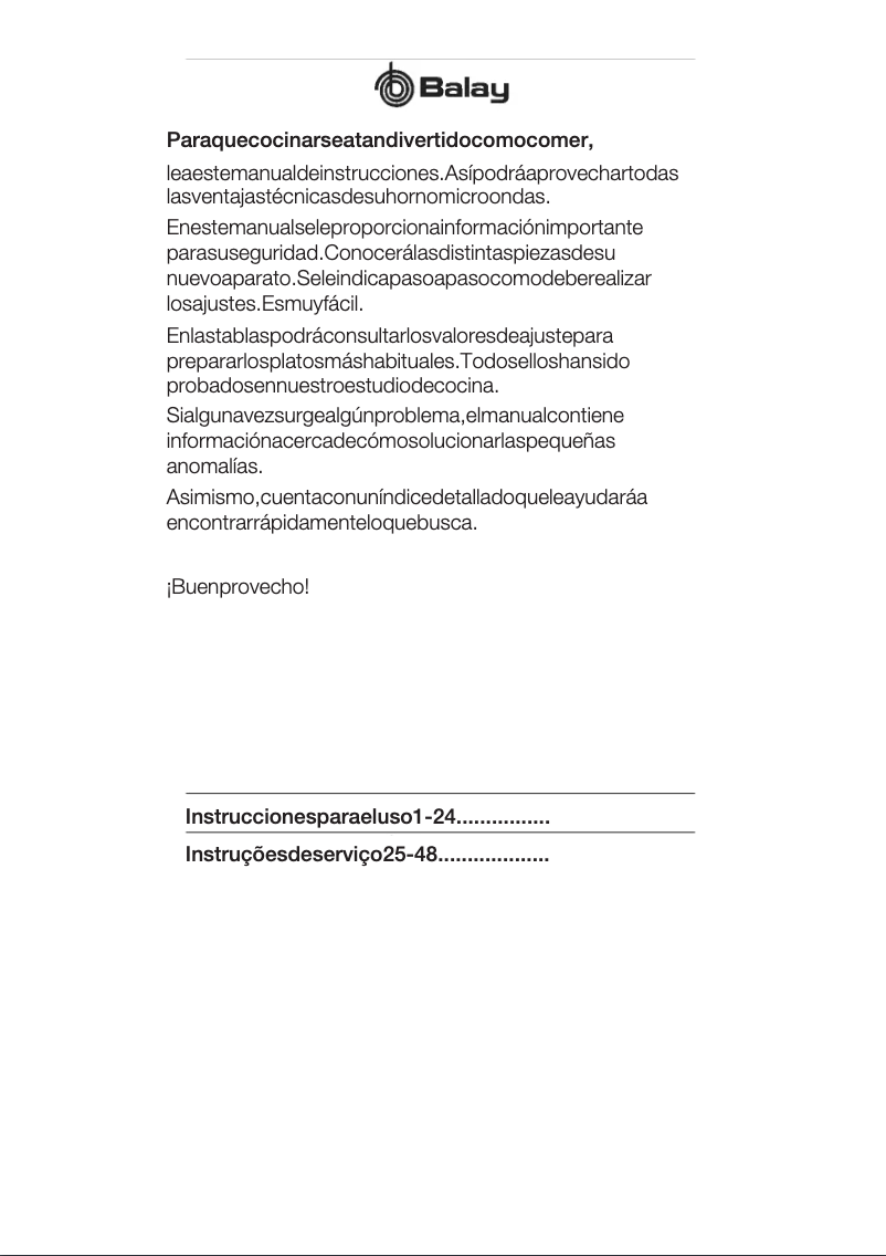 Page 1 of the manual User Manual Balay 3WMB1958