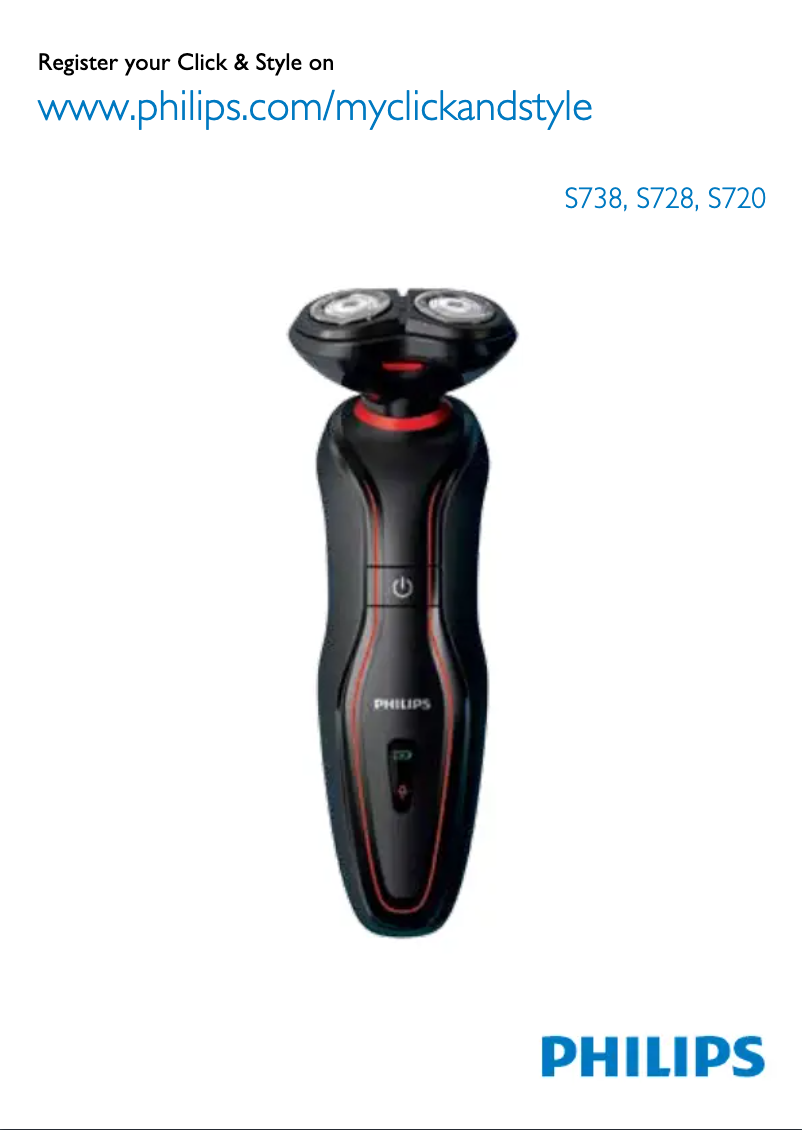 Imagen de la primera página del manual del dispositivo Norelco Click & Style S738