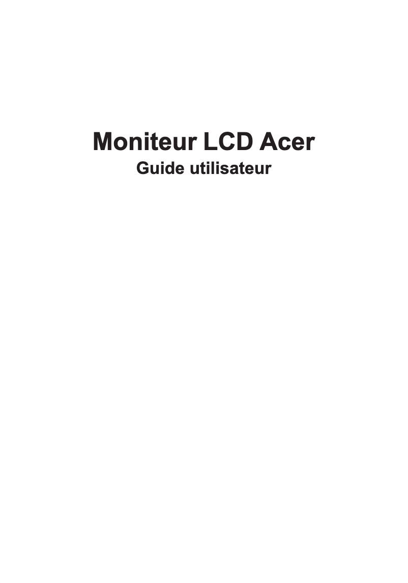 Page n°1 - Manuel utilisateur Acer RS272