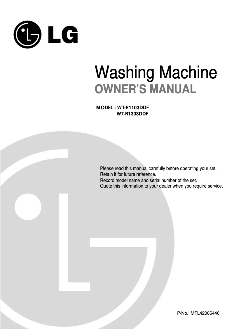 Page n°1 - Manuel utilisateur LG T1103DDP1