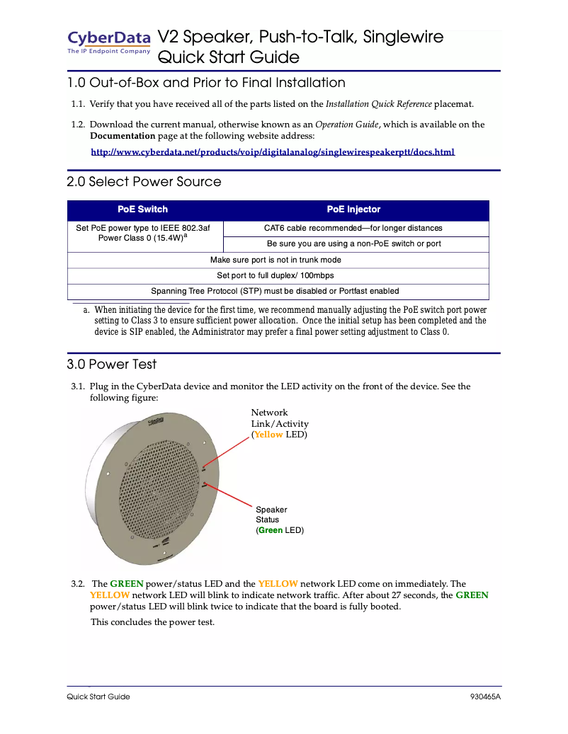 Page 1 de la notice Manuel utilisateur CyberData Systems Singlewire 011183