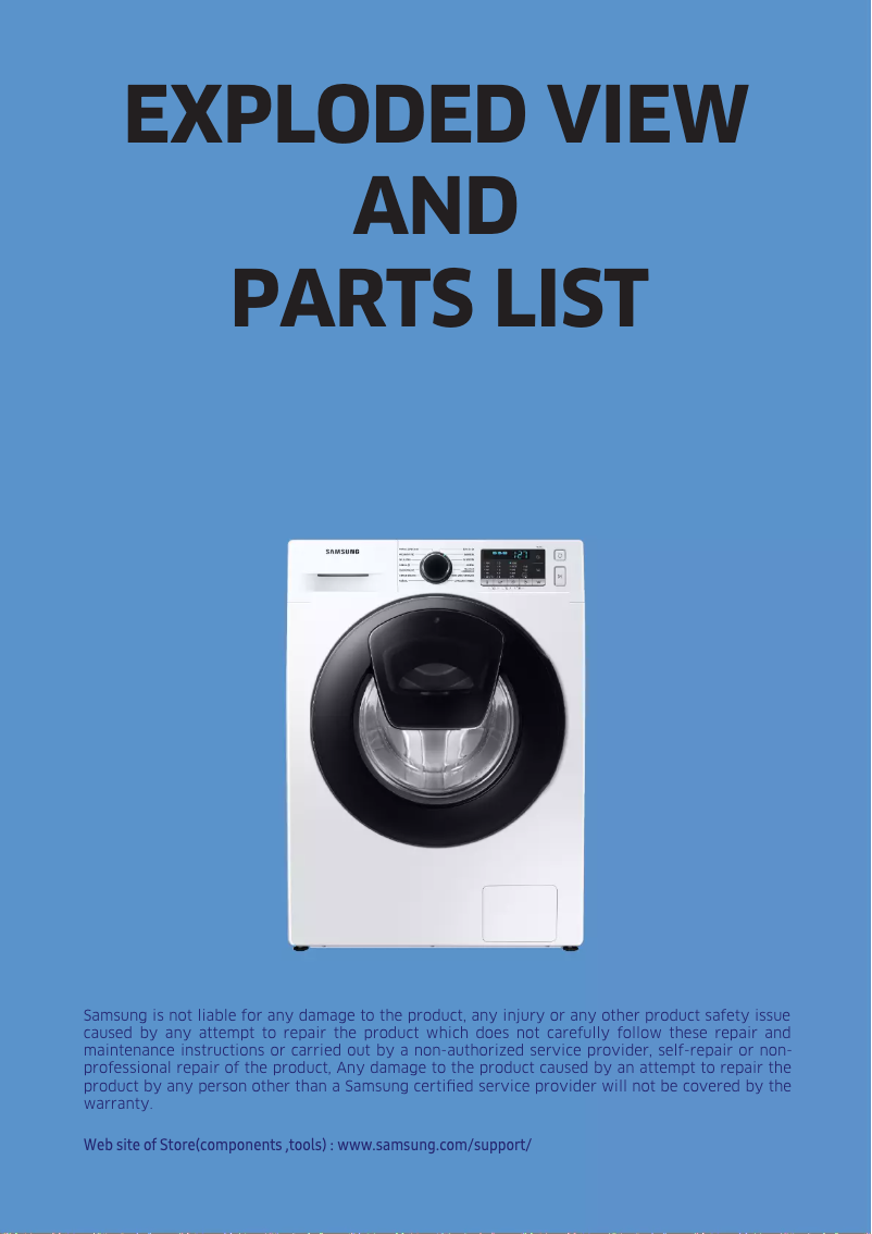 Page 1 de la notice Fiche technique Samsung WW70AA626AE