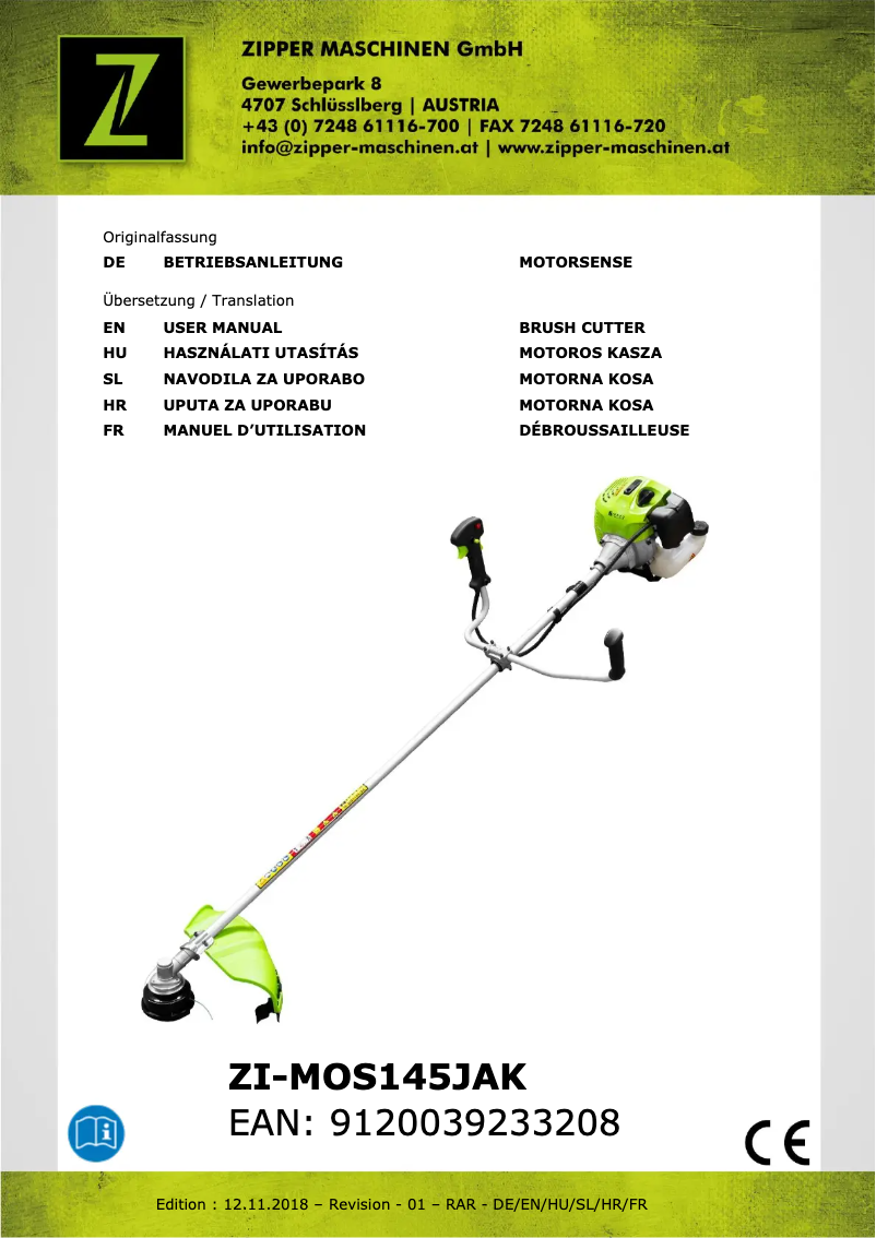 Page n°1 - Manuel utilisateur Zipper ZI-MOS145JAK