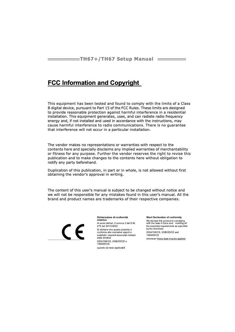 Imagen de la primera página del manual del dispositivo TH67+