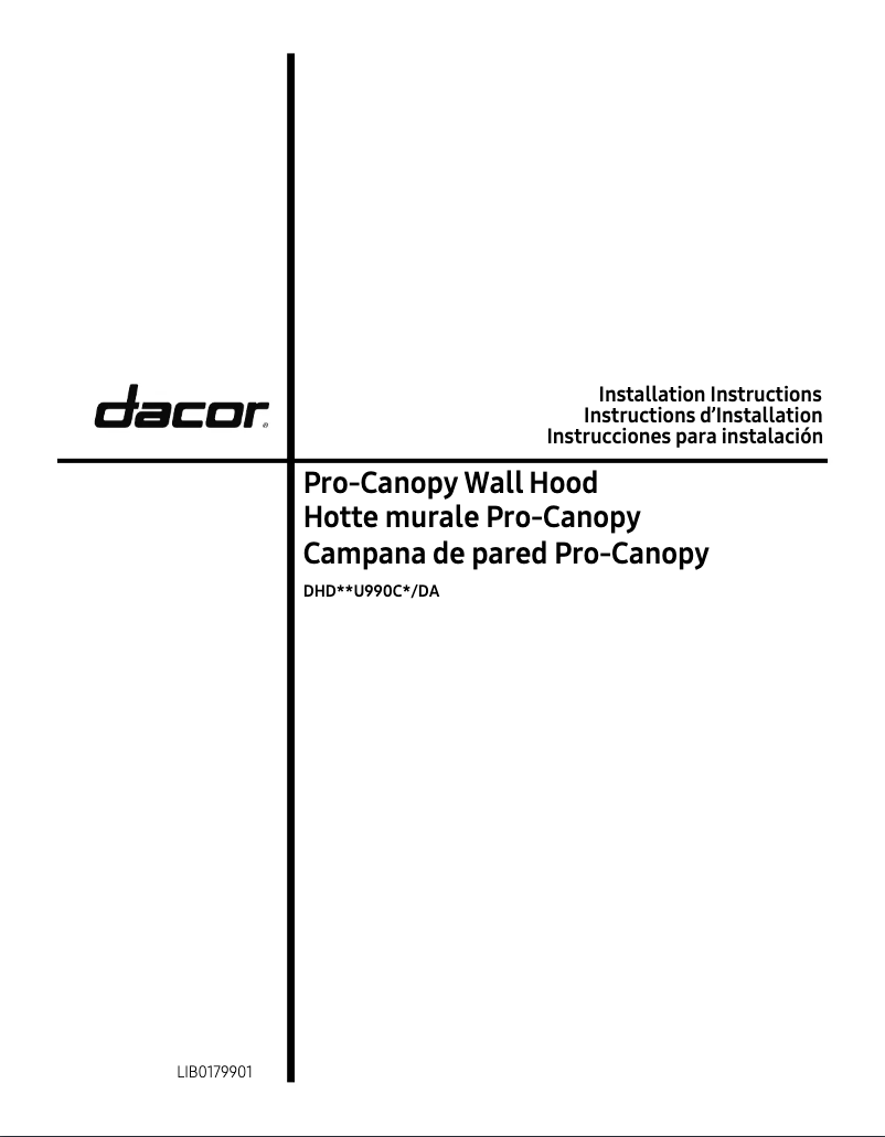 Page 1 de la notice Guide d'installation Dacor DHD30U990CS/DA