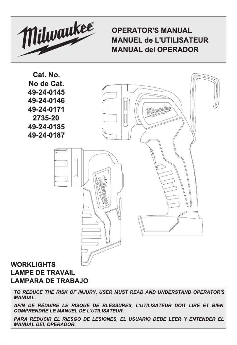 Page 1 de la notice Manuel utilisateur Milwaukee 49-24-0146