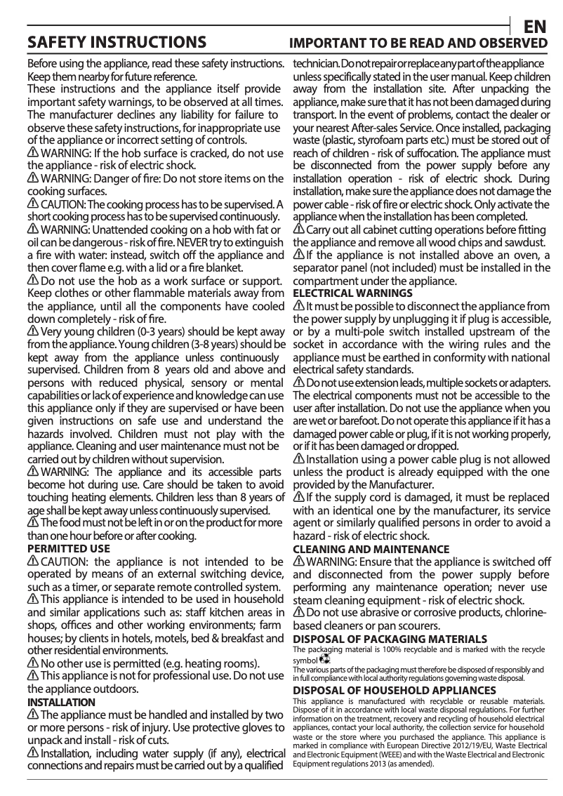 Page n°1 - Mode d'emploi Indesit RI 161 C