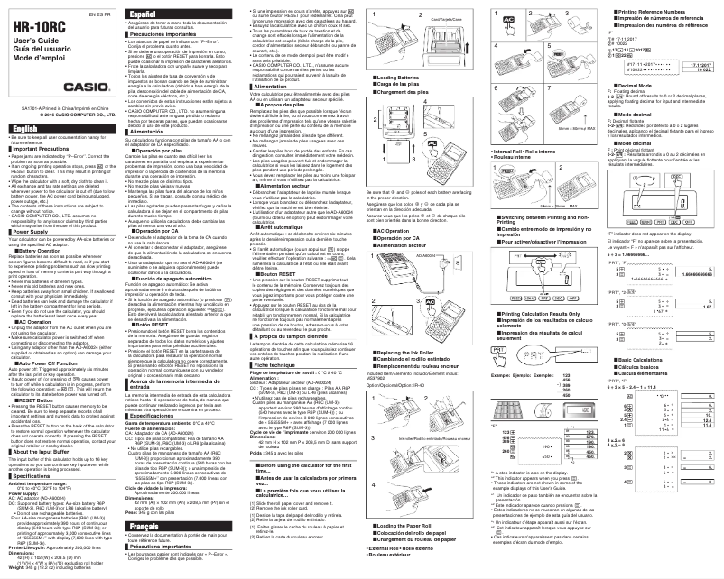 Page 1 de la notice Manuel utilisateur Casio HR-10RC