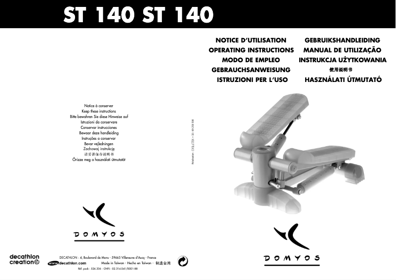 Page 1 de la notice Manuel utilisateur Domyos ST 140