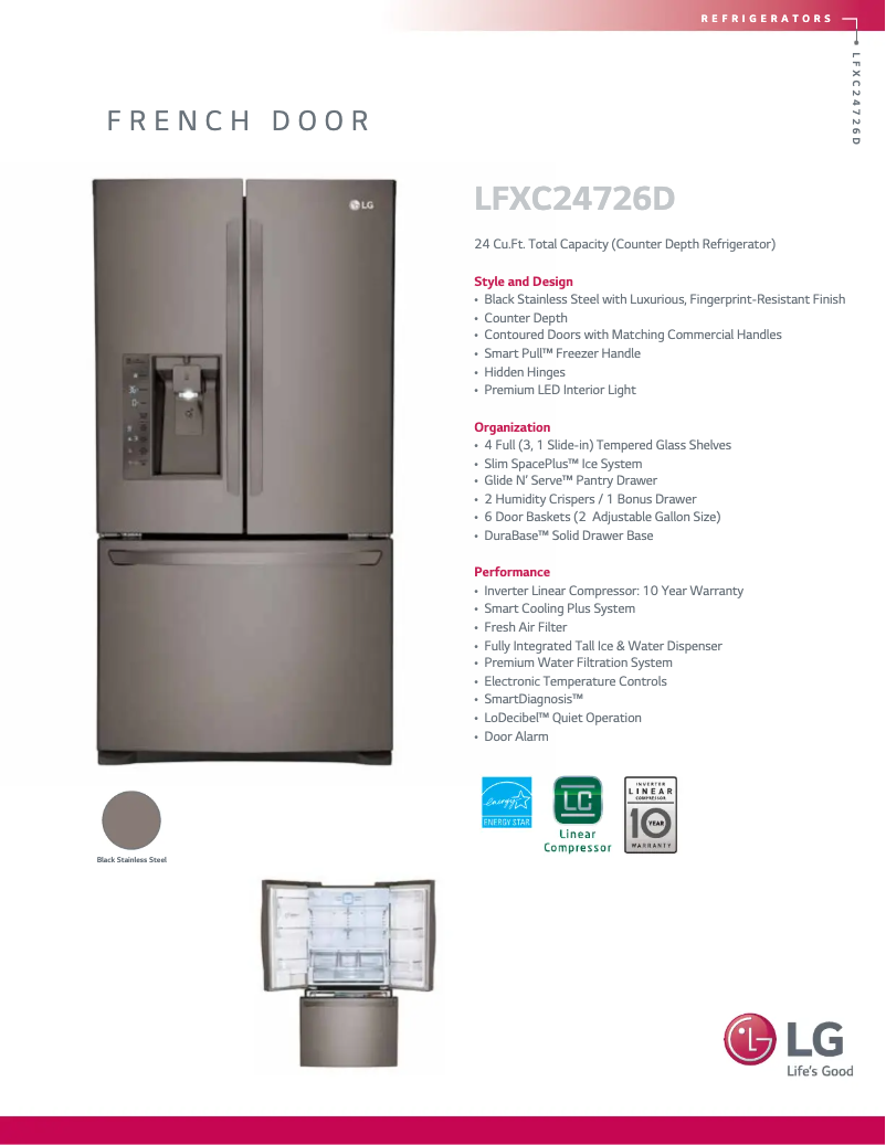 Página 1 del manual Ficha técnica LG LFXC24726D