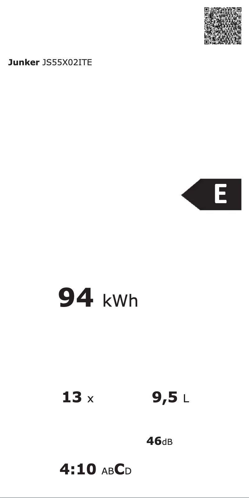Page n°1 - Label énergétique Junker JS55X02ITE