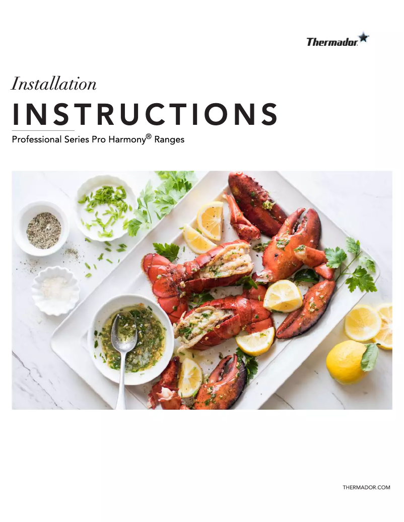 Page 1 de la notice Guide d'installation Thermador Pro Harmony PRD484WCHU