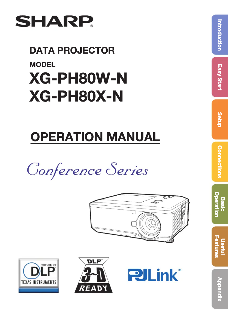 Page n°1 - Manuel utilisateur Sharp XG-PH80WN