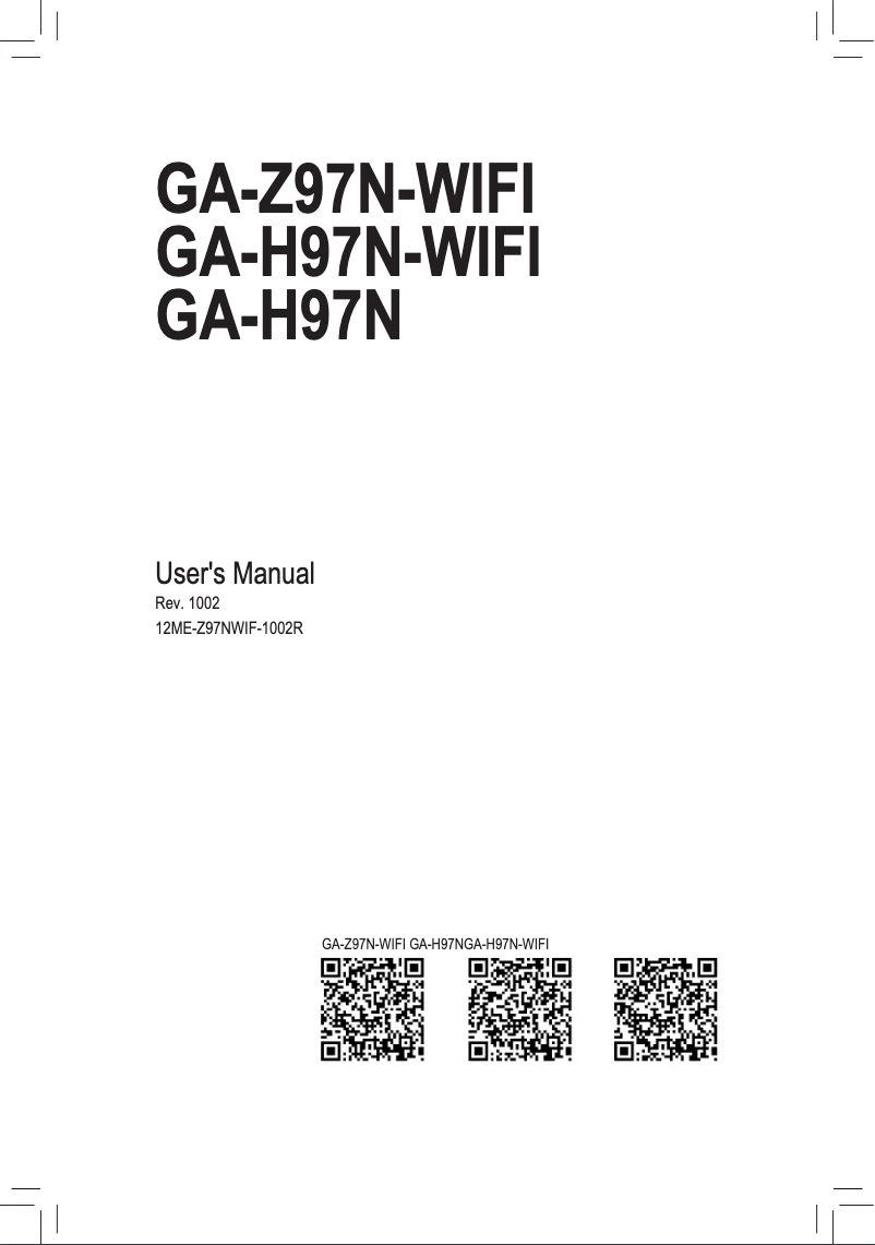 Page n°1 - Manuel utilisateur Gigabyte GA-Z97N-WIFI
