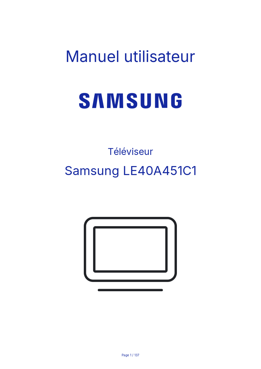 Page n°1 - Manuel utilisateur Samsung LE40A451C1