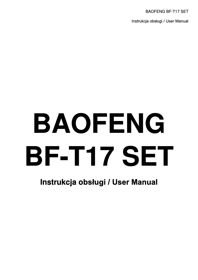 Page 1 de la notice Manuel utilisateur BaoFeng BF-T17 SET