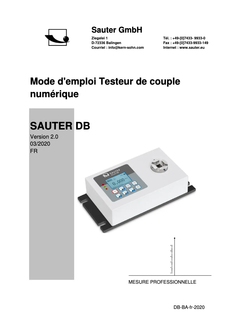 Page 1 de la notice Manuel utilisateur Kern DB 500-2