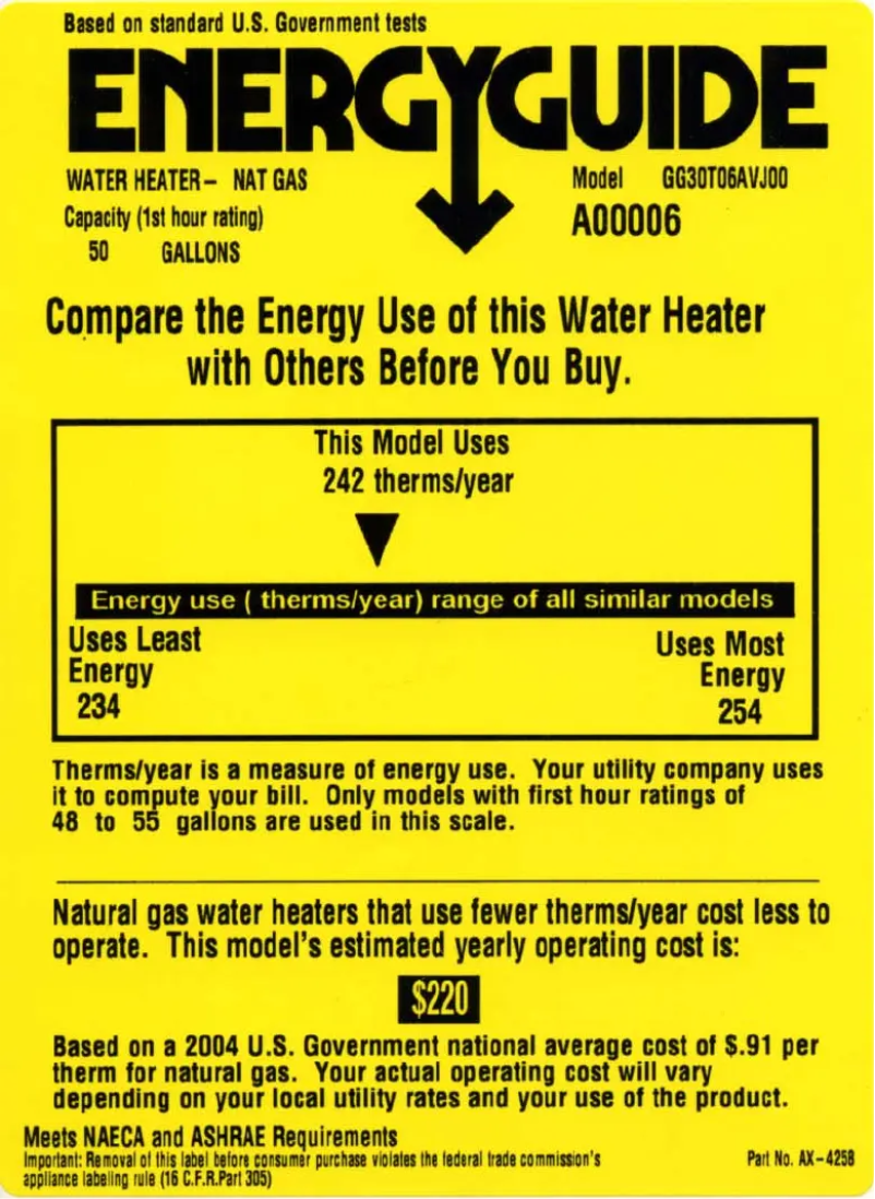 Page n°1 - Label énergétique GE GG30T06AVJ00