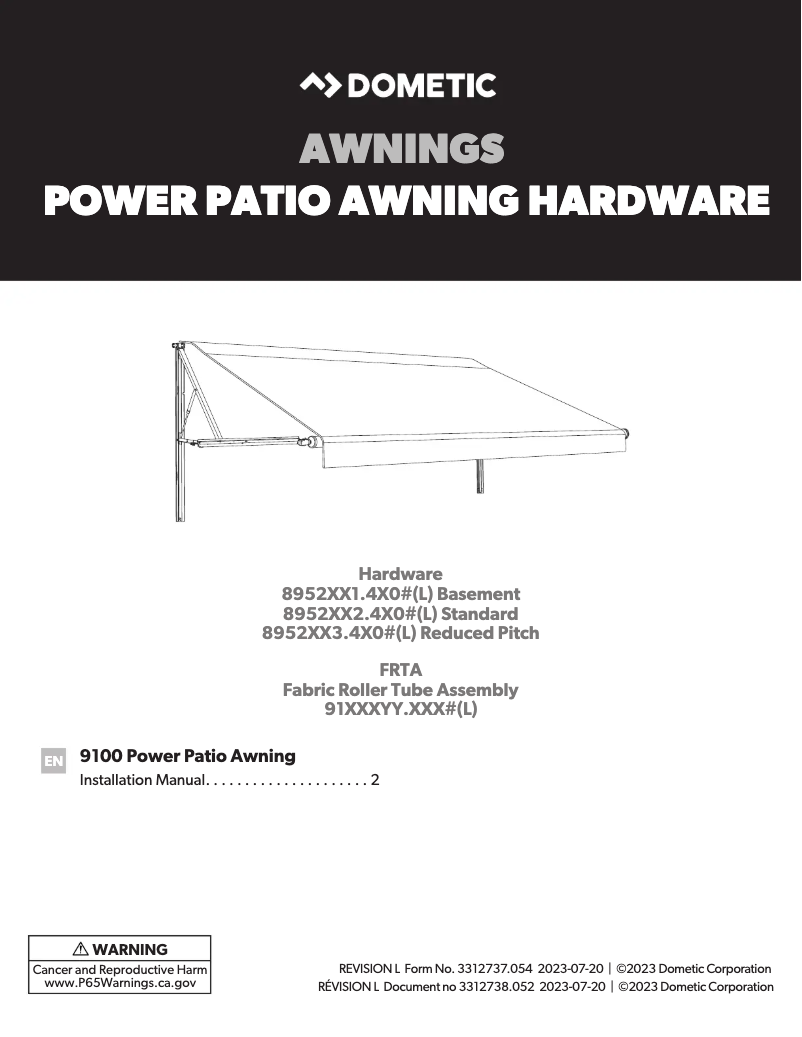 Page 1 de la notice Manuel utilisateur Dometic 9100