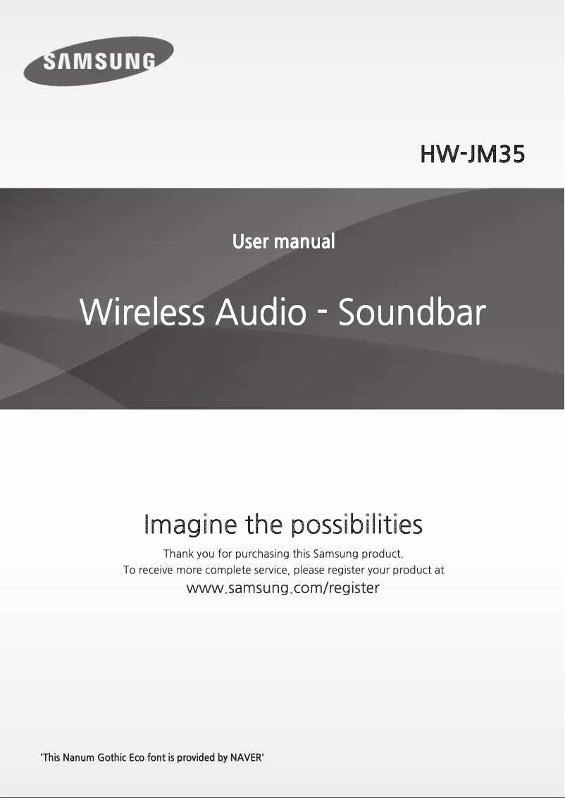 Page 1 de la notice Manuel utilisateur Samsung HW-JM35