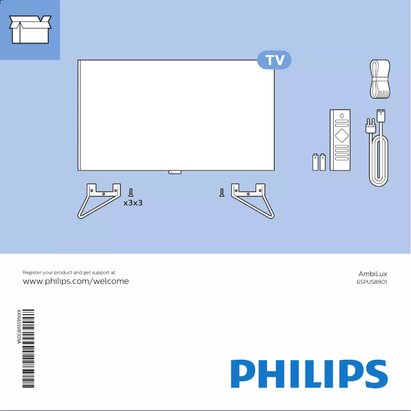 Page n°1 - Guide de démarrage rapide Philips 65PUS8901