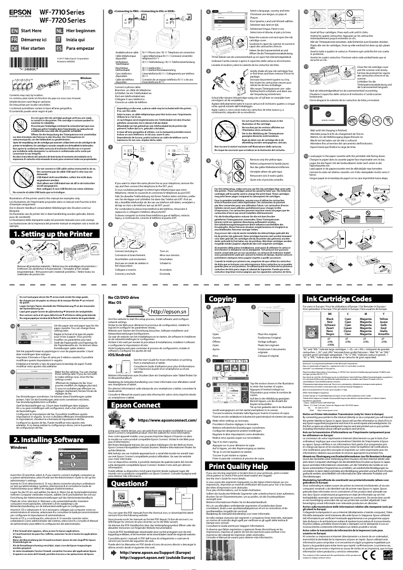 Page 1 de la notice Guide d'installation Epson WorkForce WF-7710DWF