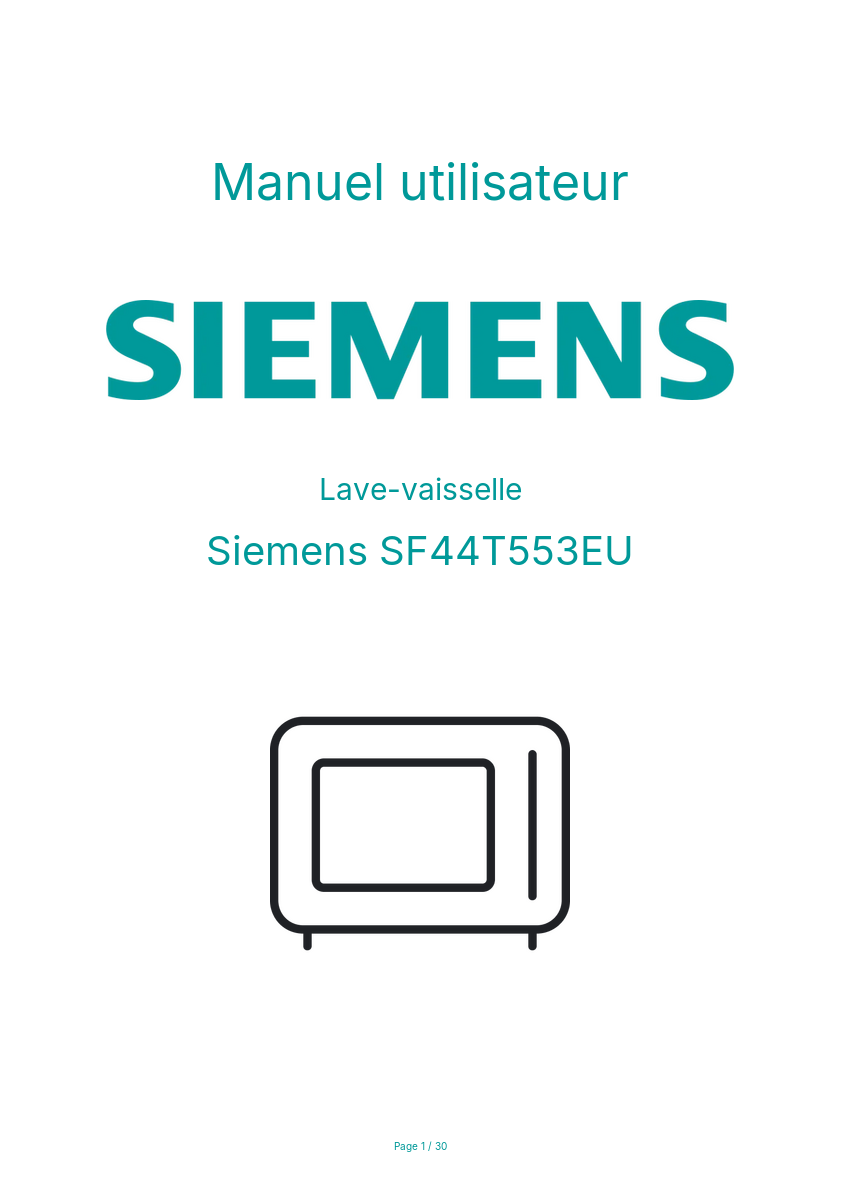 Page n°1 - Manuel utilisateur Siemens SF44T553EU