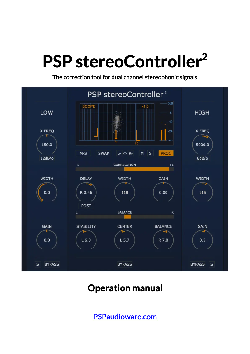 Page 1 de la notice Manuel utilisateur PSP Audioware StereoController2