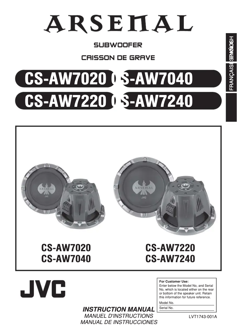 Image de la première page du manuel de l'appareil Arsenal CS-AW7040