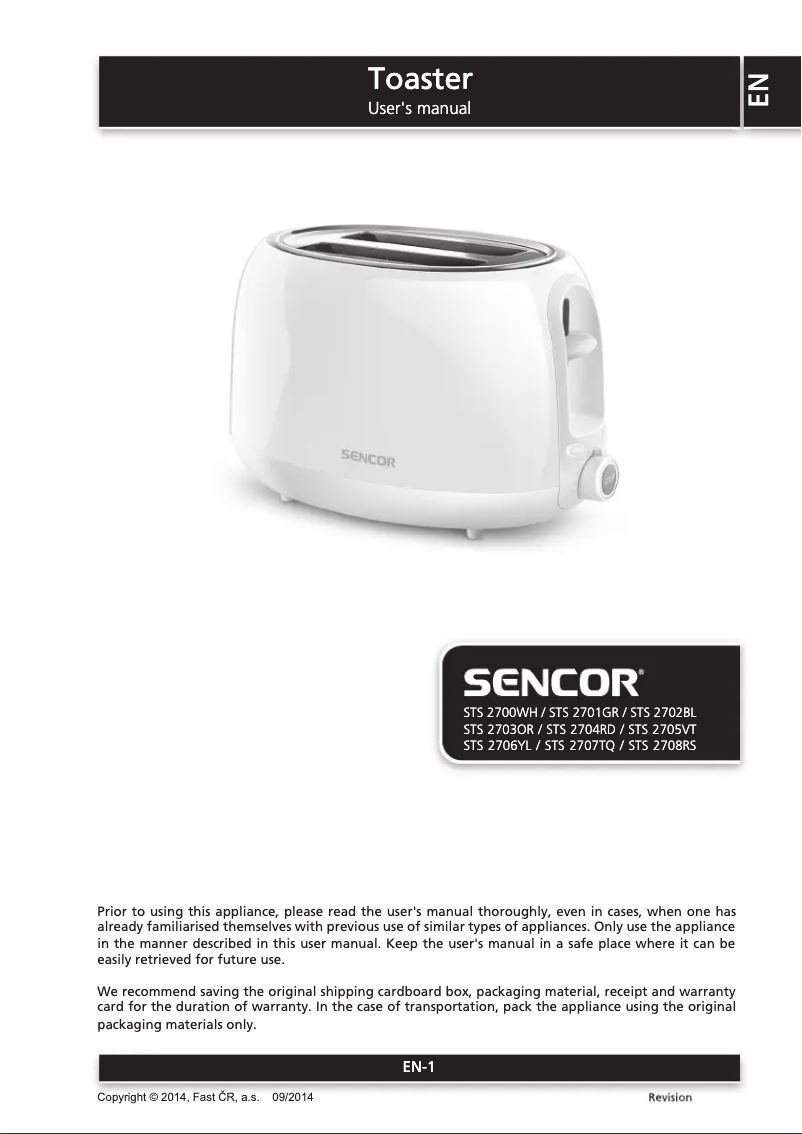 Page n°1 - Manuel utilisateur Sencor STS 2708RS