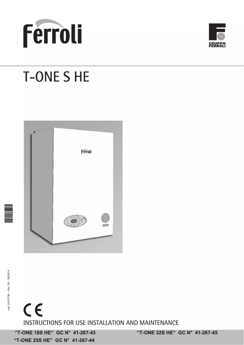 Page n°1 - Manuel utilisateur Ferroli T-One 18S HE