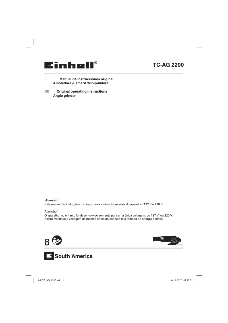 Page 1 de la notice Manuel utilisateur Einhell TC-AG 2200