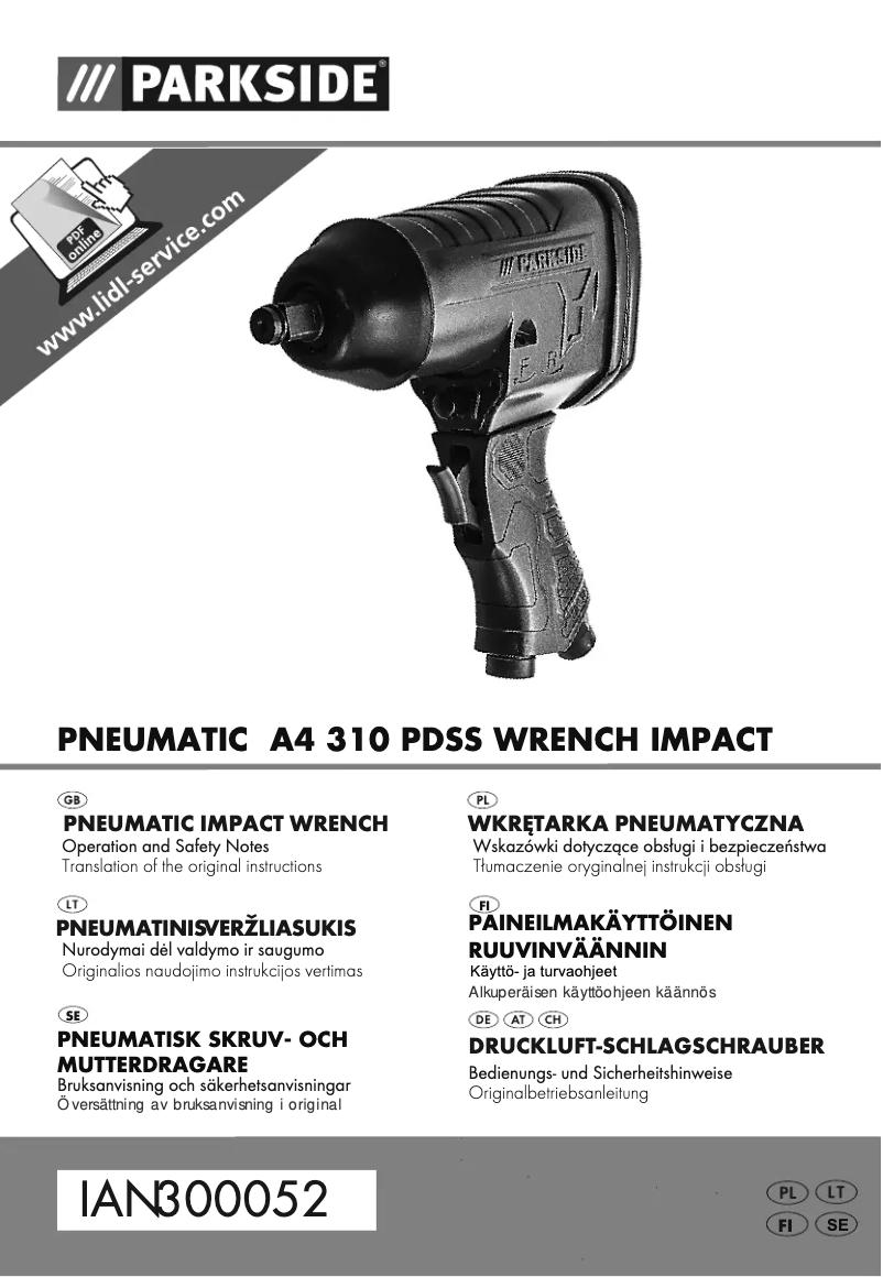 Page 1 de la notice Manuel utilisateur Parkside PDSS 310 A4