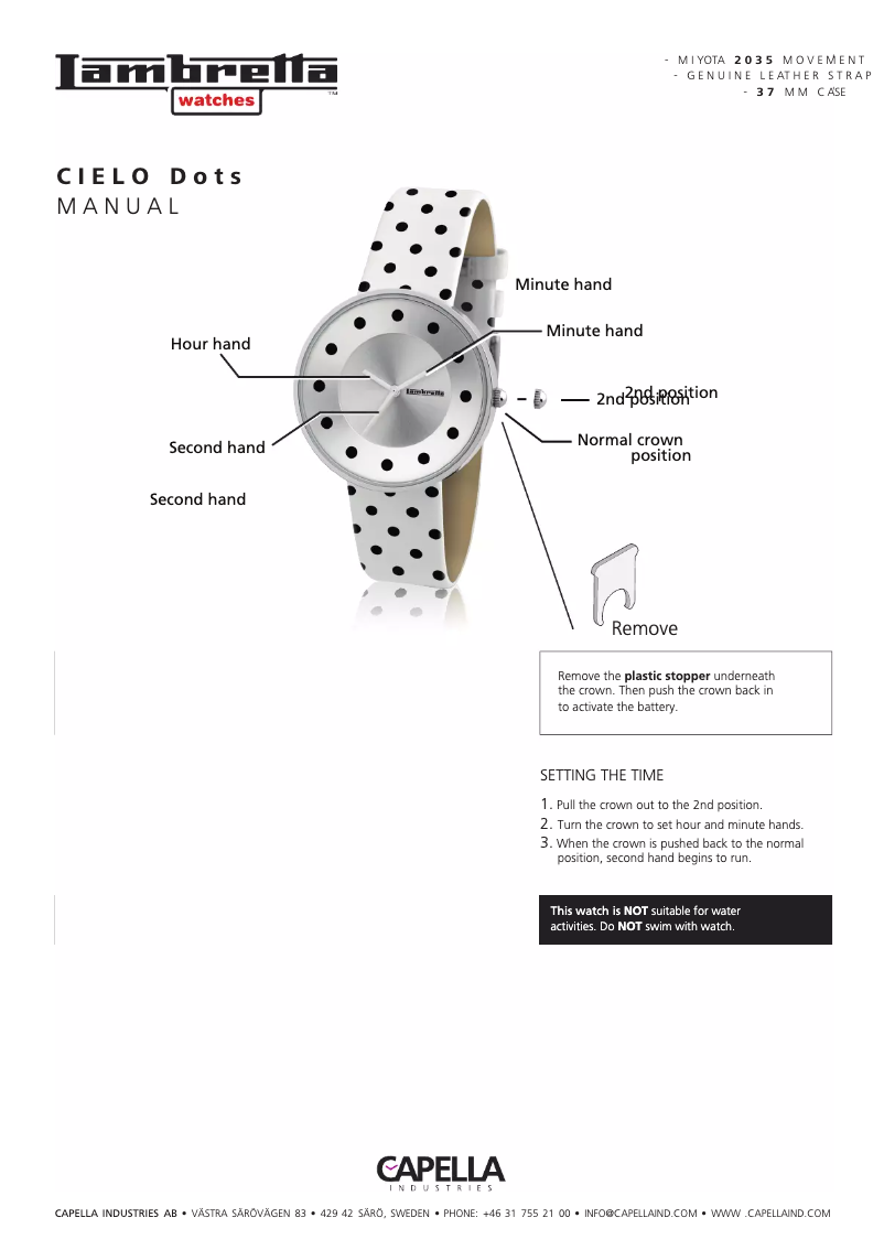Page 1 de la notice Manuel utilisateur Lambretta Cielo Dots
