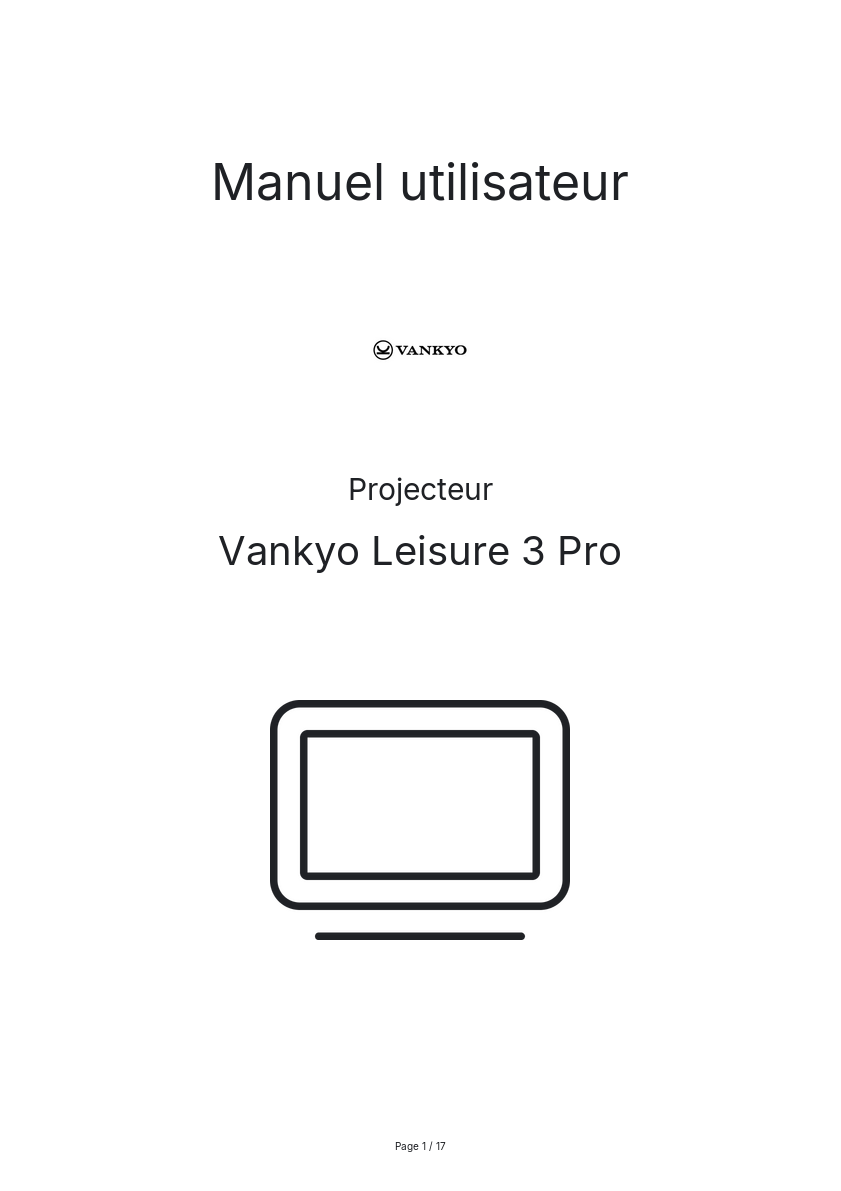 Page n°1 - Manuel utilisateur Vankyo Leisure 3 Pro