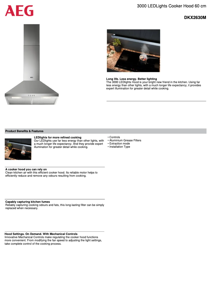 Page 1 de la notice Fiche technique AEG DKX2630M